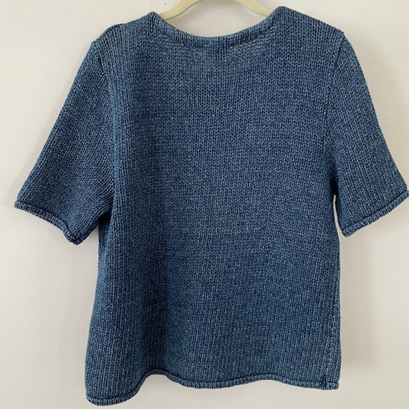 Vintage Indigo Dye Short Sleeve Cotton Knit Sweater Blue Willi’s XL - Picture 2 of 11